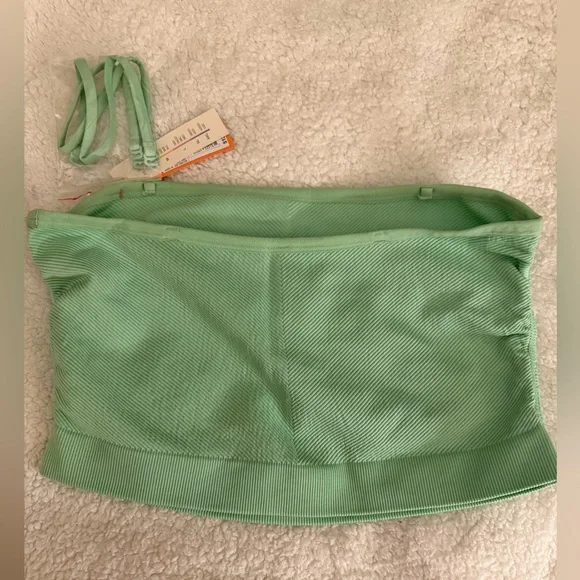 Colsie NWT Ruched Ribbed Bandeau Bra with Attachable Straps Green XL - Picture 2 of 5
